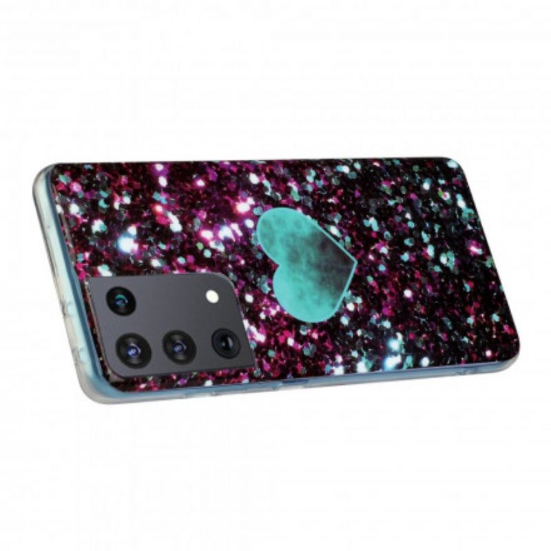 Cover Samsung Galaxy S21 Ultra 5G Cuore Di Marmo Glitterato