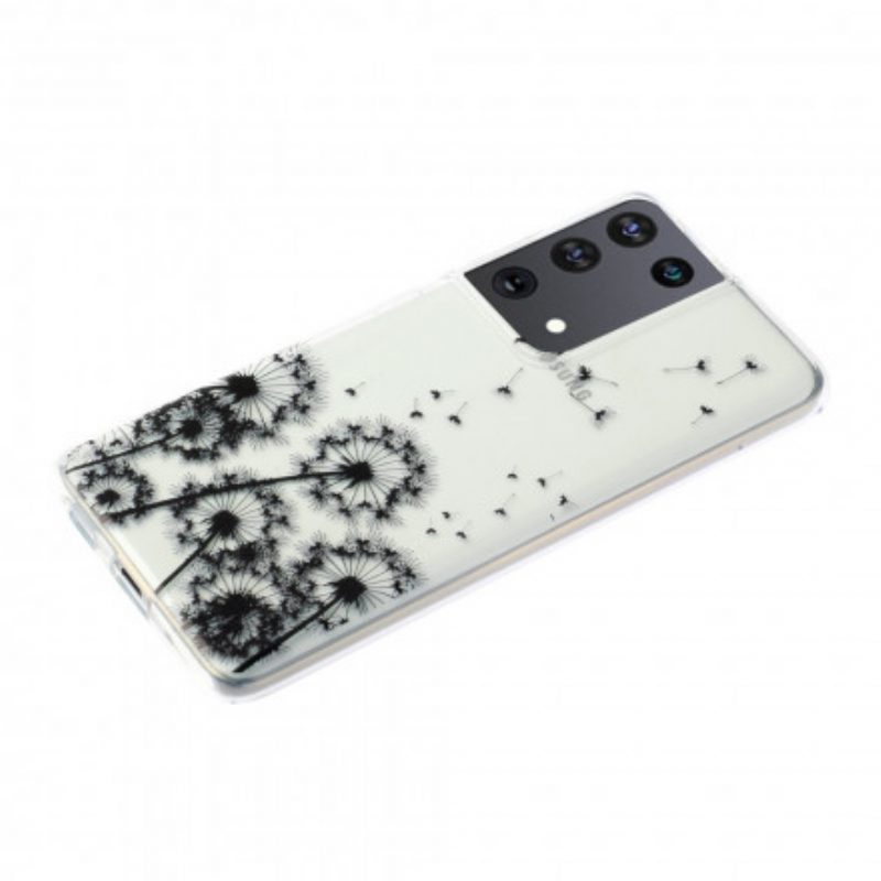 Cover Samsung Galaxy S21 Ultra 5G Denti Di Leone Neri Senza Cuciture