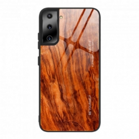 Cover Samsung Galaxy S21 Ultra 5G Design In Legno Vetro Temperato