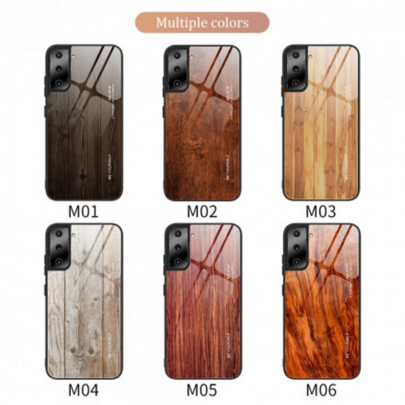 Cover Samsung Galaxy S21 Ultra 5G Design In Legno Vetro Temperato