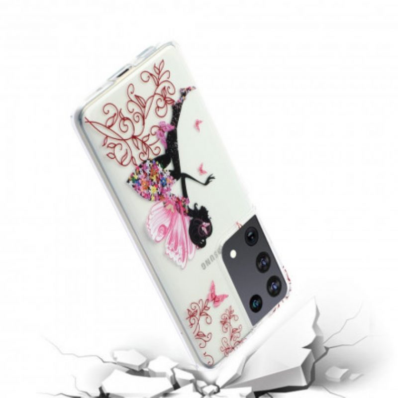 Cover Samsung Galaxy S21 Ultra 5G Fata Dei Fiori Trasparente