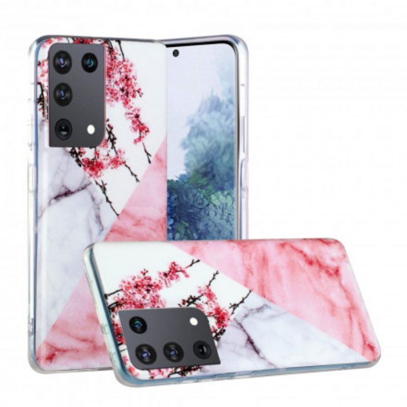 Cover Samsung Galaxy S21 Ultra 5G Fiore Di Susino Marmorizzato