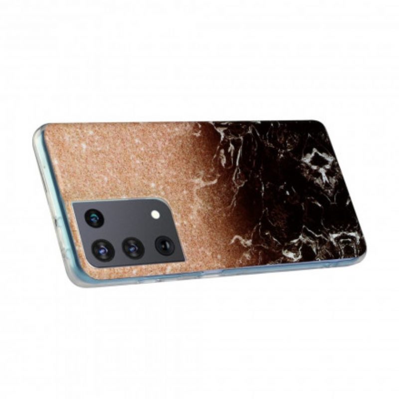 Cover Samsung Galaxy S21 Ultra 5G Gradienti Di Glitter In Marmo