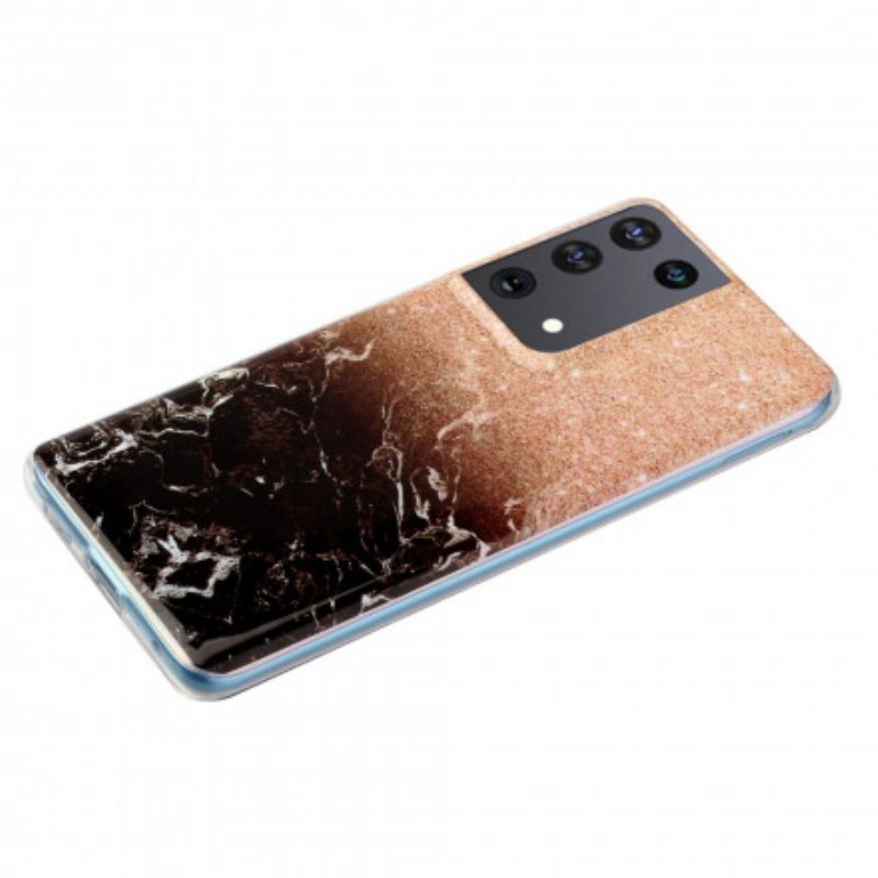 Cover Samsung Galaxy S21 Ultra 5G Gradienti Di Glitter In Marmo