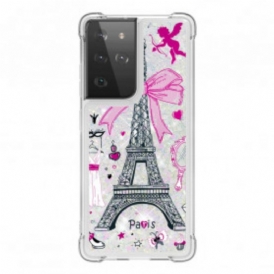 Cover Samsung Galaxy S21 Ultra 5G Le Paillettes Della Torre Eiffel