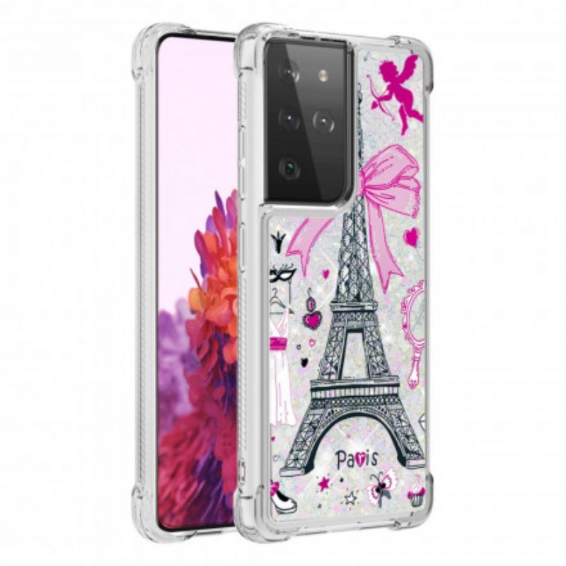 Cover Samsung Galaxy S21 Ultra 5G Le Paillettes Della Torre Eiffel