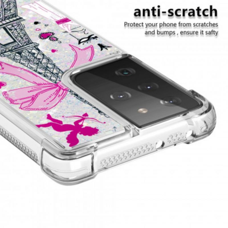 Cover Samsung Galaxy S21 Ultra 5G Le Paillettes Della Torre Eiffel