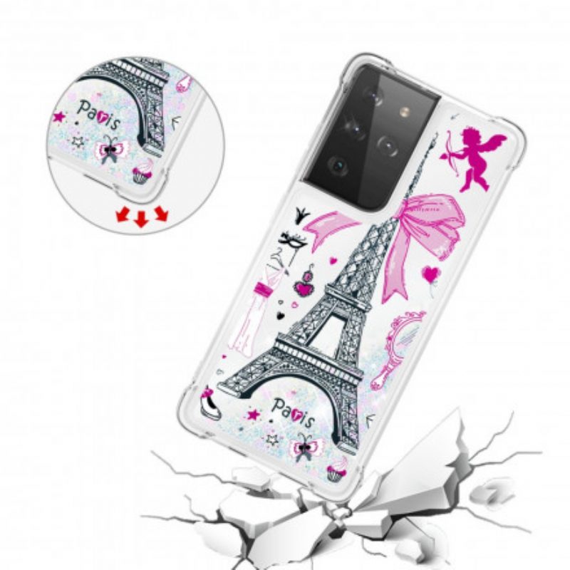 Cover Samsung Galaxy S21 Ultra 5G Le Paillettes Della Torre Eiffel