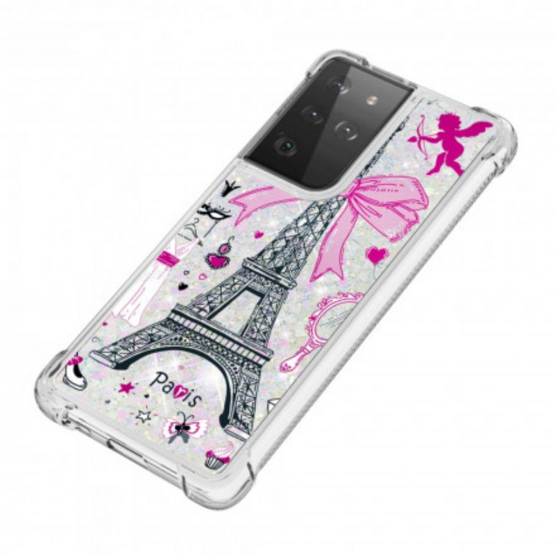 Cover Samsung Galaxy S21 Ultra 5G Le Paillettes Della Torre Eiffel