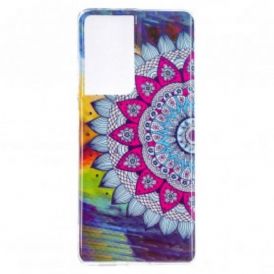 Cover Samsung Galaxy S21 Ultra 5G Mandala Colorato Fluorescente