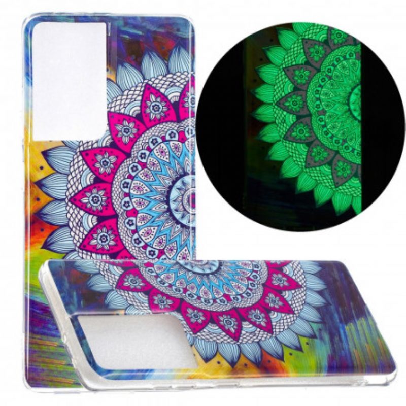 Cover Samsung Galaxy S21 Ultra 5G Mandala Colorato Fluorescente