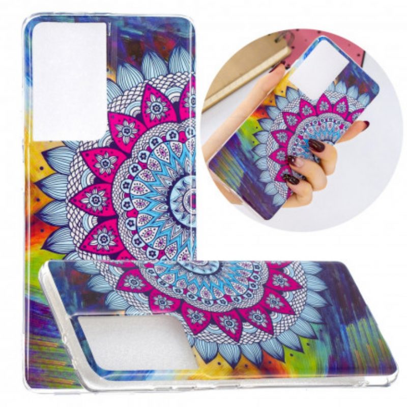 Cover Samsung Galaxy S21 Ultra 5G Mandala Colorato Fluorescente