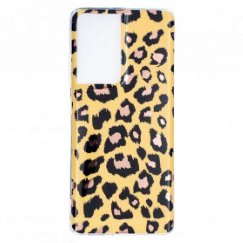 Cover Samsung Galaxy S21 Ultra 5G Marmo Stile Leopardo