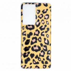 Cover Samsung Galaxy S21 Ultra 5G Marmo Stile Leopardo