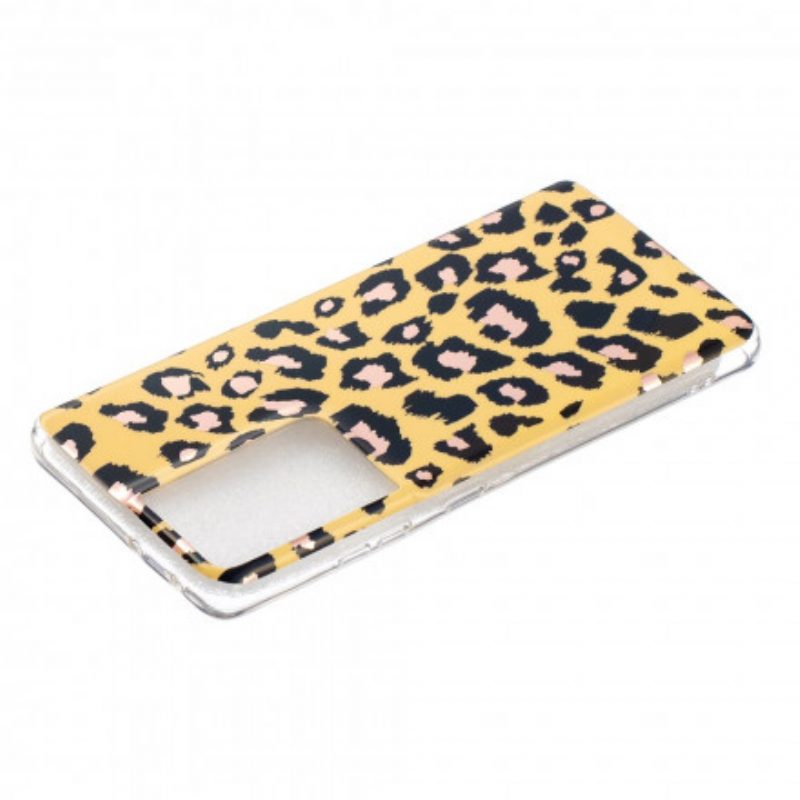 Cover Samsung Galaxy S21 Ultra 5G Marmo Stile Leopardo