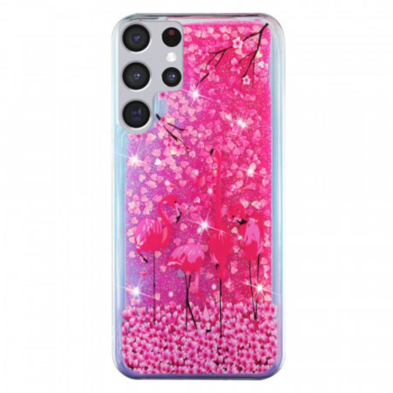 Cover Samsung Galaxy S21 Ultra 5G Paillettes Fenicottero