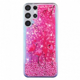 Cover Samsung Galaxy S21 Ultra 5G Paillettes Fenicottero