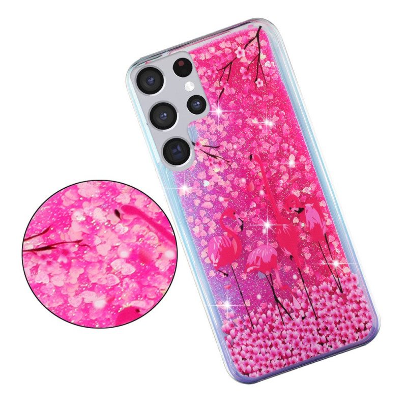 Cover Samsung Galaxy S21 Ultra 5G Paillettes Fenicottero