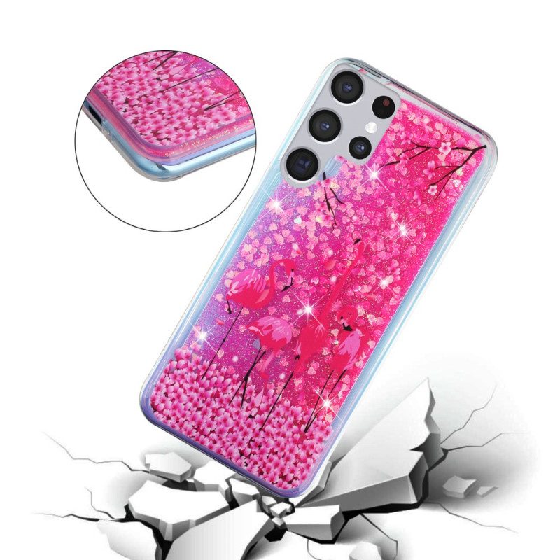 Cover Samsung Galaxy S21 Ultra 5G Paillettes Fenicottero