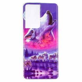 Cover Samsung Galaxy S21 Ultra 5G Serie Di Lupi Fluorescenti