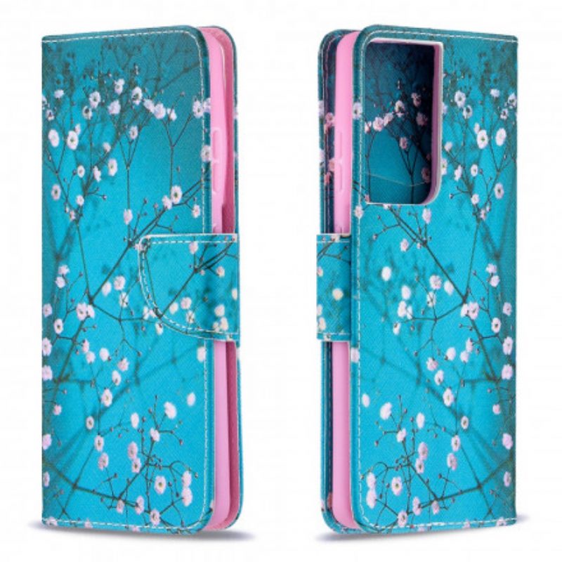 Custodia in pelle Samsung Galaxy S21 Ultra 5G Albero In Fiore