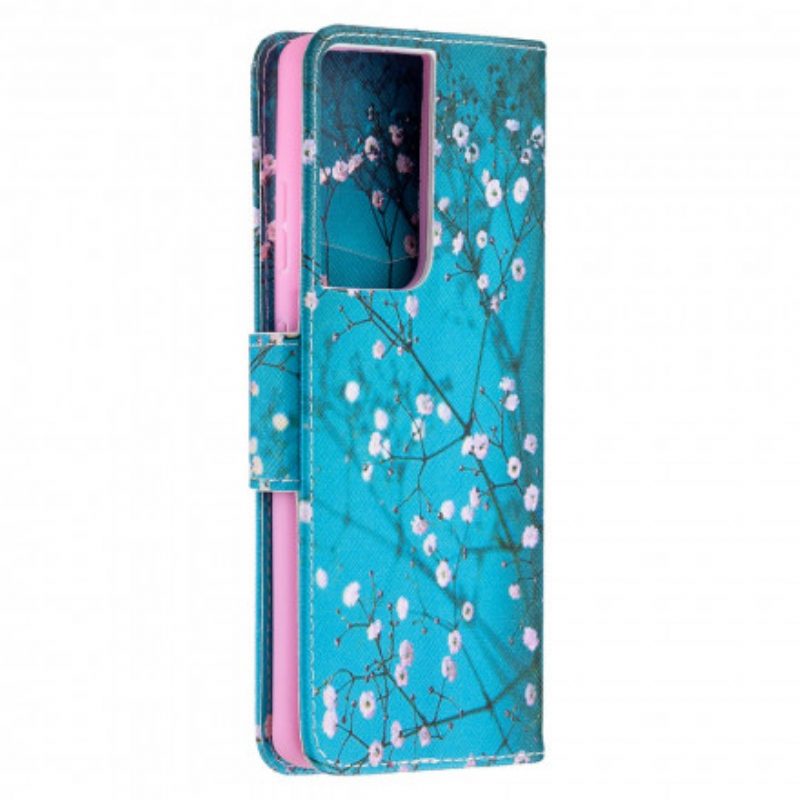 Custodia in pelle Samsung Galaxy S21 Ultra 5G Albero In Fiore