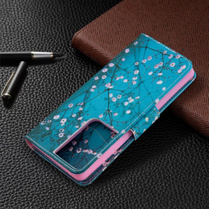 Custodia in pelle Samsung Galaxy S21 Ultra 5G Albero In Fiore