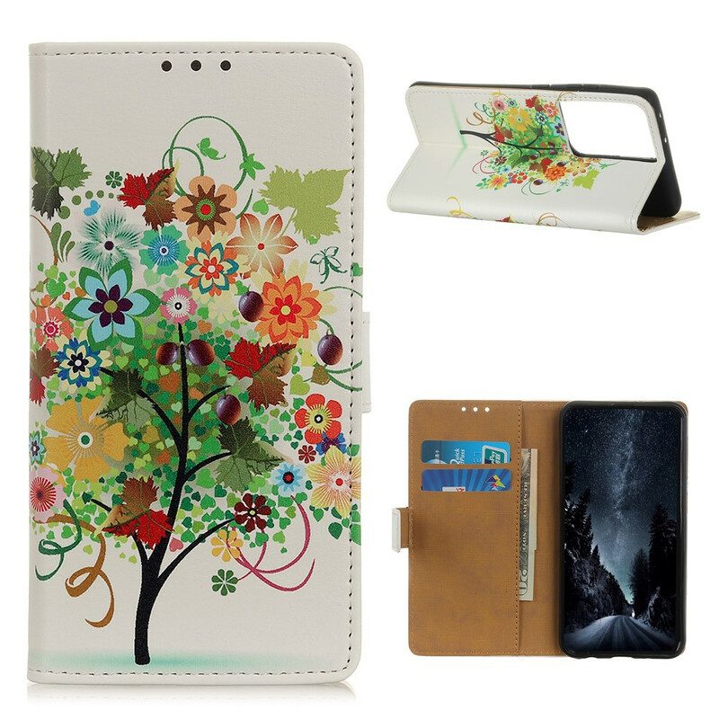 Custodia in pelle Samsung Galaxy S21 Ultra 5G Albero In Fiore