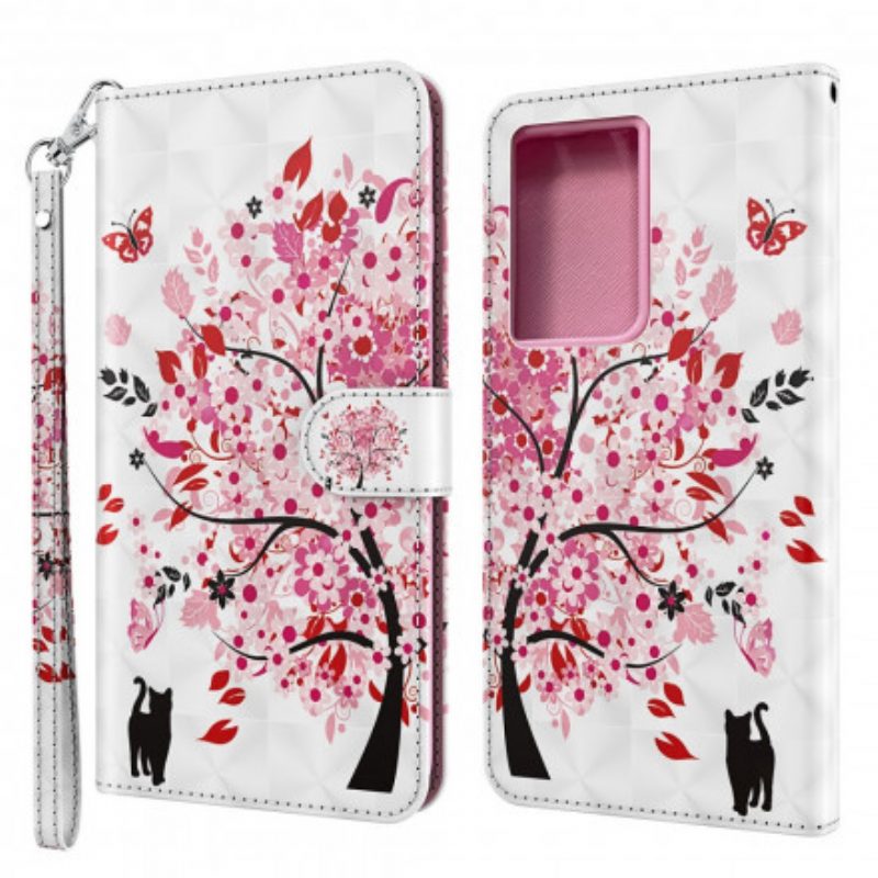 Custodia in pelle Samsung Galaxy S21 Ultra 5G Albero Rosa