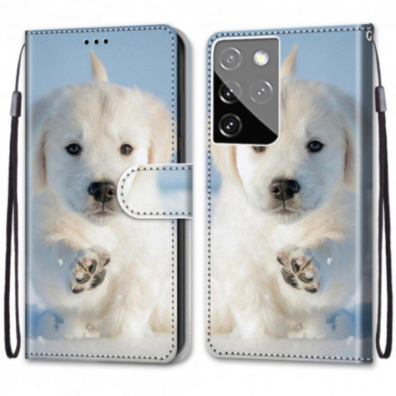 Custodia in pelle Samsung Galaxy S21 Ultra 5G Cane Carino