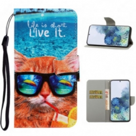 Custodia in pelle Samsung Galaxy S21 Ultra 5G Cat Live It Strappy