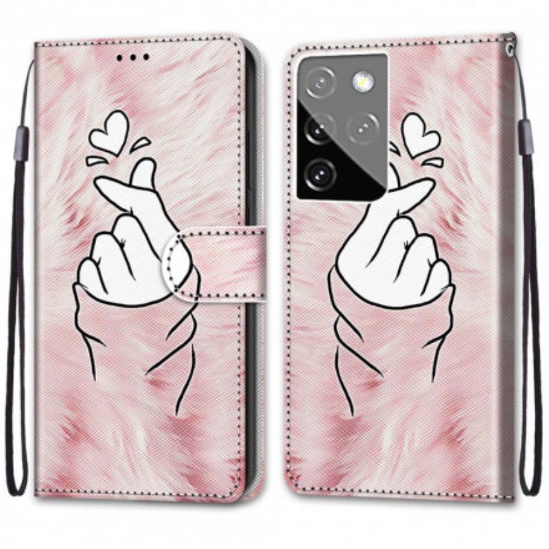 Custodia in pelle Samsung Galaxy S21 Ultra 5G Cuore Del Dito