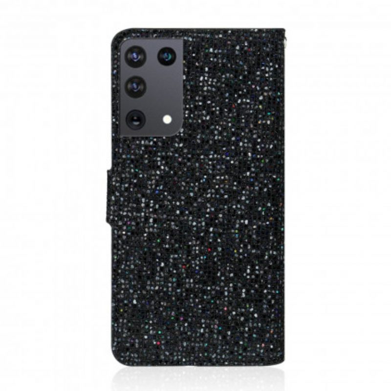 Custodia in pelle Samsung Galaxy S21 Ultra 5G Design A S Con Paillettes