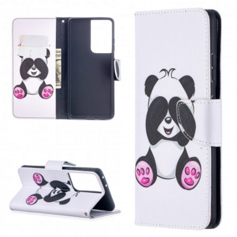 Custodia in pelle Samsung Galaxy S21 Ultra 5G Divertimento Panda