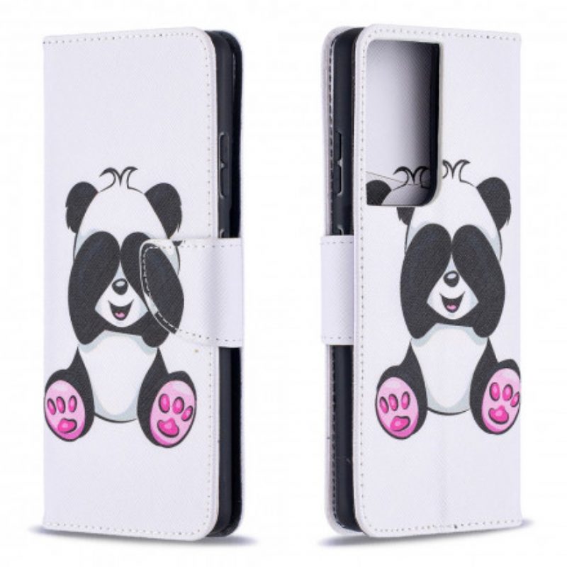 Custodia in pelle Samsung Galaxy S21 Ultra 5G Divertimento Panda