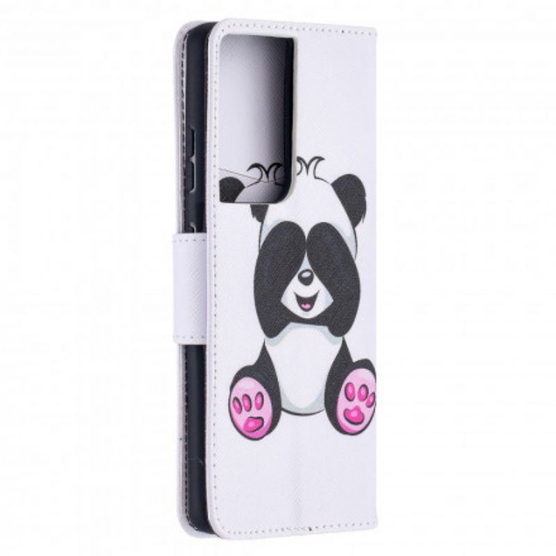 Custodia in pelle Samsung Galaxy S21 Ultra 5G Divertimento Panda