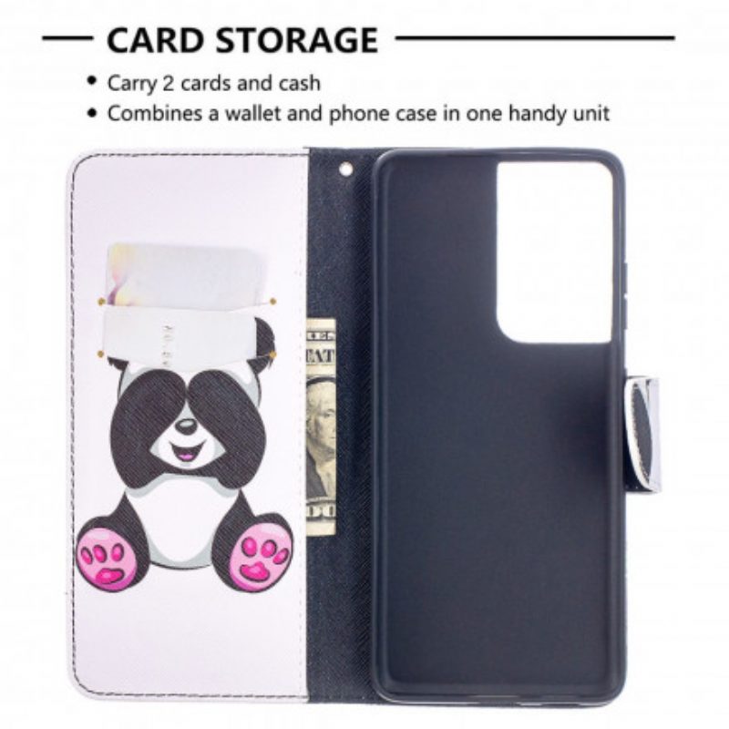 Custodia in pelle Samsung Galaxy S21 Ultra 5G Divertimento Panda