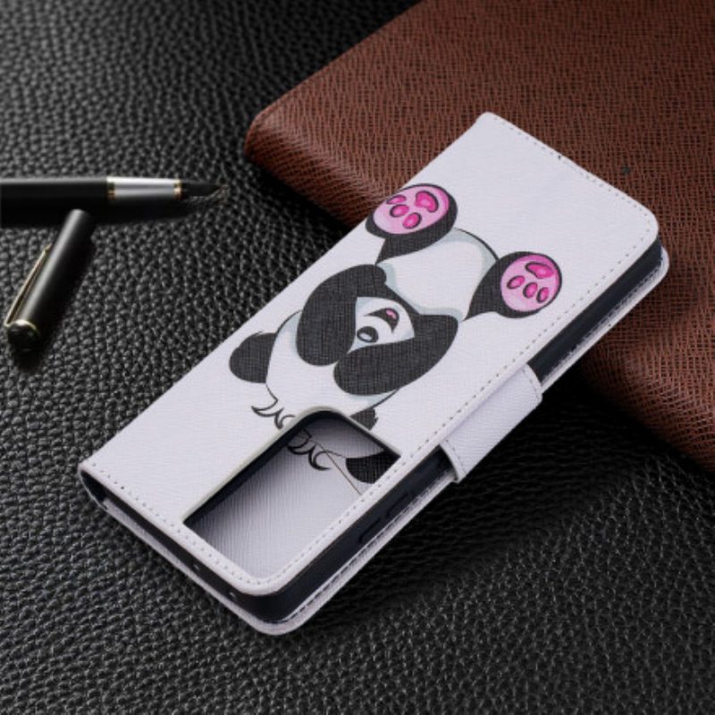 Custodia in pelle Samsung Galaxy S21 Ultra 5G Divertimento Panda