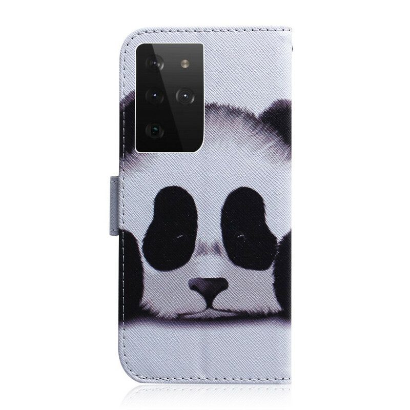 Custodia in pelle Samsung Galaxy S21 Ultra 5G Faccia Da Panda