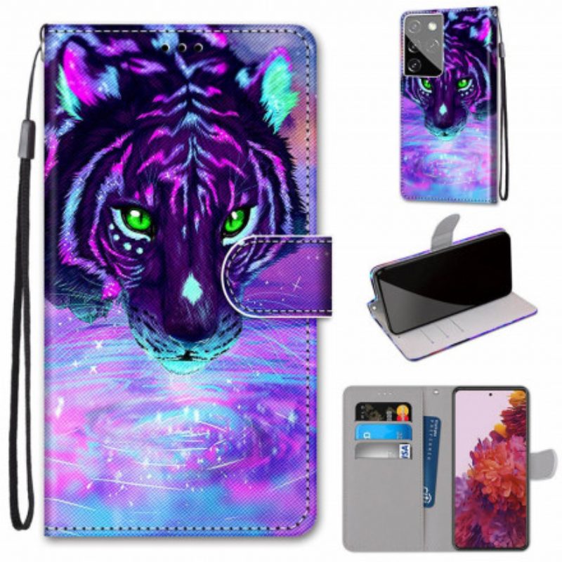 Custodia in pelle Samsung Galaxy S21 Ultra 5G Felino Magico