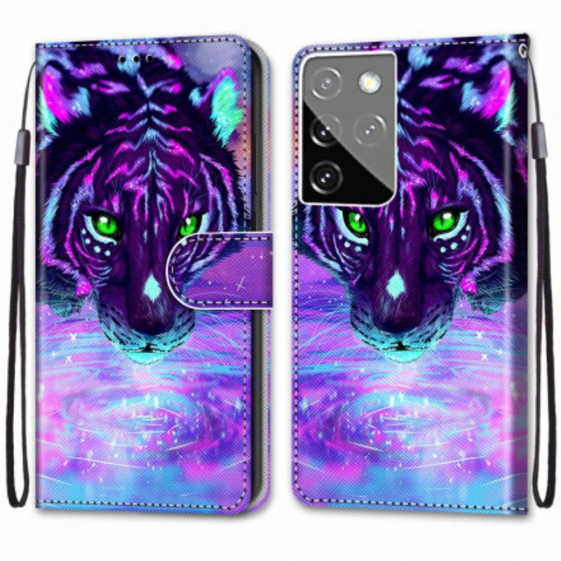 Custodia in pelle Samsung Galaxy S21 Ultra 5G Felino Magico