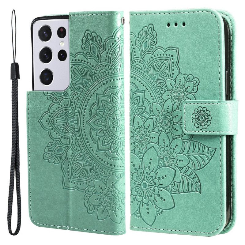 Custodia in pelle Samsung Galaxy S21 Ultra 5G Fiore Mandala