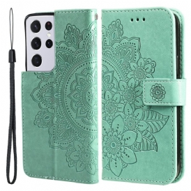 Custodia in pelle Samsung Galaxy S21 Ultra 5G Fiore Mandala