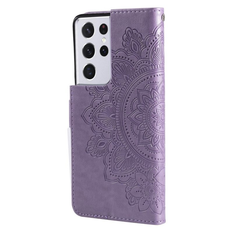 Custodia in pelle Samsung Galaxy S21 Ultra 5G Fiore Mandala