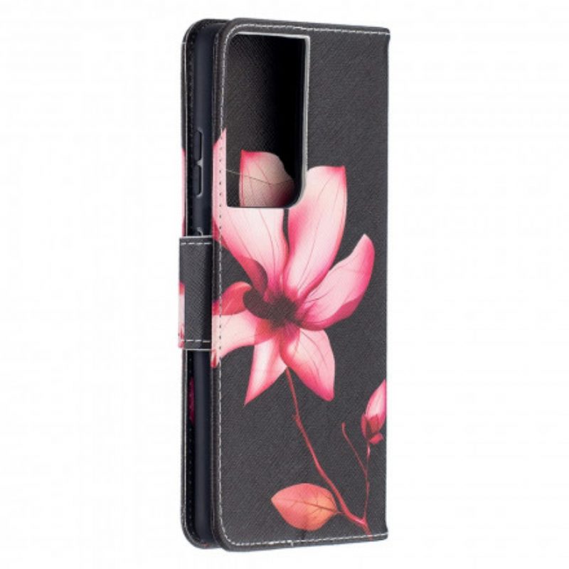 Custodia in pelle Samsung Galaxy S21 Ultra 5G Fiore Rosa