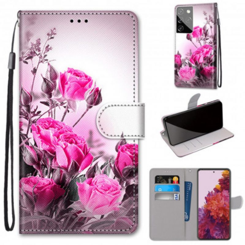 Custodia in pelle Samsung Galaxy S21 Ultra 5G Fiori Magici