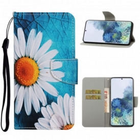 Custodia in pelle Samsung Galaxy S21 Ultra 5G Fiori Magistrali Con Cinturino