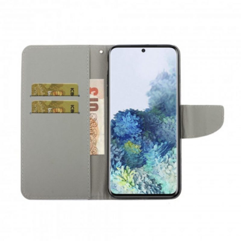 Custodia in pelle Samsung Galaxy S21 Ultra 5G Fiori Magistrali Con Cinturino