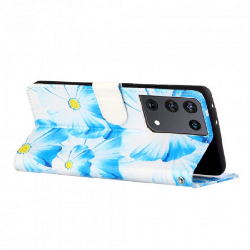 Custodia in pelle Samsung Galaxy S21 Ultra 5G Fiori Pazzi