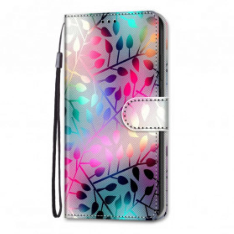 Custodia in pelle Samsung Galaxy S21 Ultra 5G Foglie Al Neon